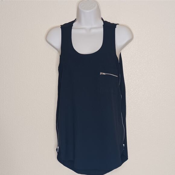 Paper Crane Tops - Paper Crane Anthropologie Tank Top Womens Size S Black Zippers Sleeveless Goth
